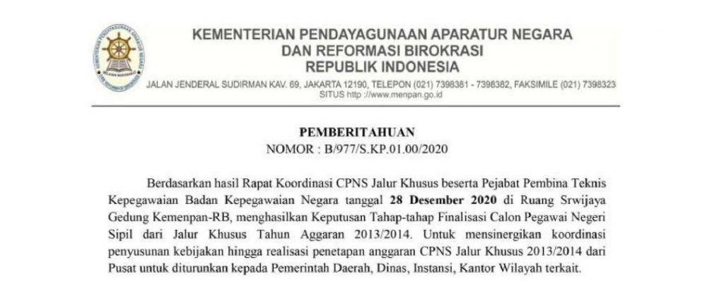 Waspada, Beredar Surat Palsu Pengangkatan CPNS Catut   Kementerian PANRB